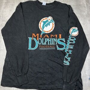 Vintage 90s Miami Dolphins Long Sleeve Salem Sportswear 1994 Black Large NFL USA